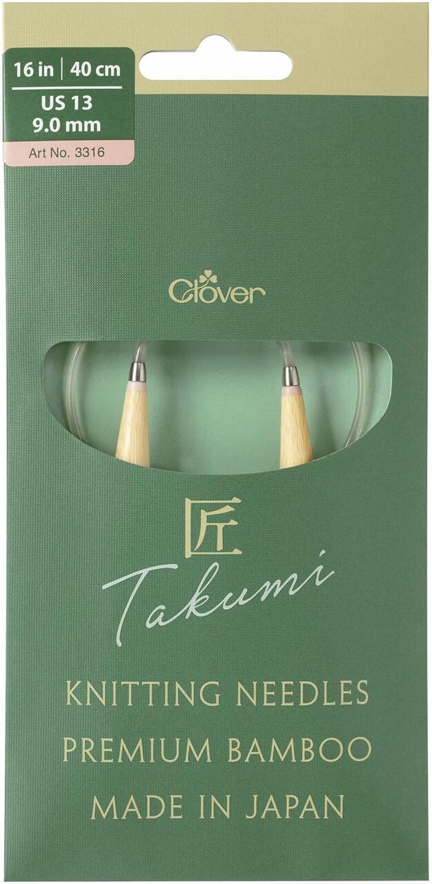 Clover Takumi Pro Bamboo Circular Knitting Needles 16"- US 0-15